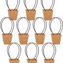 STKMELON 20-Pack Kraft Paper Flower Gift Bags - Waterproof Brown Paper Carrier Bags with Handle for Birthday, Wedding, Party Favors