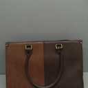 LOVEVOOK Laptop Tote Bag for Women, 15.6 Inch Large Capacity Vintage Leather Work Computer Bag, Business Casual Shoulder Handbag, Brown & Coffee