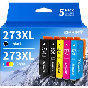 ZIPRINT 273XL Remanufactured Ink Cartridge Replacement for Epson 273 Ink Cartridges, for XP-800 XP-810 XP-820 XP-600 XP-610 XP-620 XP-520 Printer, Black Cyan Magenta Yellow Photo Black, 5-Pack 273XL
