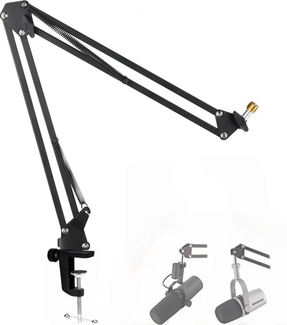 SM7B and MV7 Boom Arm, Heavy Duty Mic Arm Desk Mount Adjustable Suspension Mic Stand Compatible with Shure SM7B and Shure MV7 Vocal Dynamic Microphone