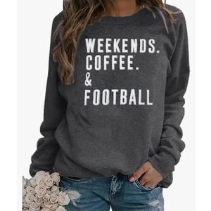 EGELEXY Football Game Day Sweatshirts Weekends Coffee and Football Sweatshirt Women Football Mom Crewneck Pullover XL
