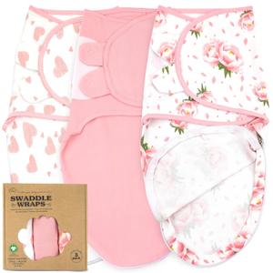 Organic Zipper Swaddle Sleep Sacks 3-Pack Swaddles for Newborns 0-3 Months, Adjustable & Breathable Infant Sleep Sack, Easy Diaper Change Swaddling Blanket for Baby Girls & Boys