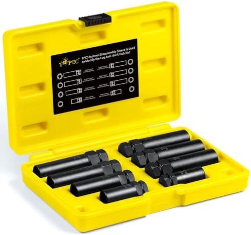 Topec 8Pcs Spline Lug Nut Socket Set | 5, 6, 7, 12 Spline Locking Lug Nut Key, Universal Wheel Lock Removal Kit, Wheel Lock key Set for Car, CR-MO Steel (Not for Hex, Deep, Large-Size, and 10-Spline)