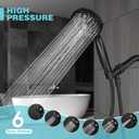 JDO Shower Head with Handheld, High Pressure Handheld 6 Settings, Detachable Shower Head Set with Stainless Steel Hose and Shower Bracket (Matte Black)