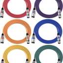 XLR Cables 6 ft, 6 Pack 3-Pin XLR Male to Female Microphone Cable, Compatible with Microphones, Mic Mixer, Speakers and More, Multi-Color 6 Feet