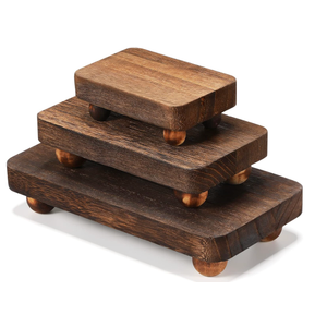 Maitys 3 Pcs Wooden Risers for Display Pedestal Stand Wooden for Decor Farmhouse Vintage Rustic Stackable Kitchen Stand Tray Riser, 3 Sizes(12 x 6.7, 8 x 4.7, 4 x 2.8 In,Brown)