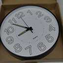 Bakbrand Night Light Wall Clock 12 Inch Non-Ticking Silent Luminous Decor Clock White Round Glow in The Dark Battery Operated Wall Clocks for Home/Garage/Office/Living Room/Bedroom/Kitchen