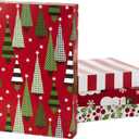 Hallmark Medium Christmas Gift Boxes with Lids (12 Shirt Boxes, 4 Designs: Trees, Stripes, Snowmen, Holly) for Christmas, Holiday Parties, Hostess Gifts