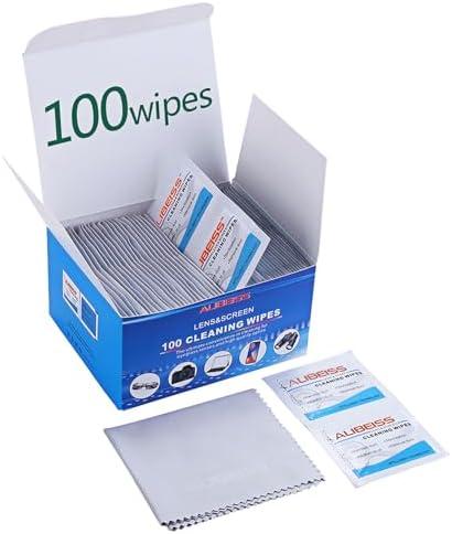 Pre-Moistened Lens Wipes ALIBEISS Screen Wipes for Glasses, Camera,Tablets, Smartphone, Screens and Other Delicate Surfaces,Pack of 100 2 Count