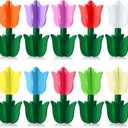 Wenqik 10 Pcs Spring Decorations for Home 3D Wooden Tulip Decor Assorted Color Tulip Figurines Set, Rustic Spring Tiered Tray Decor for Easter Party Home Shelf Table Centerpiece MotherS Day Gifts