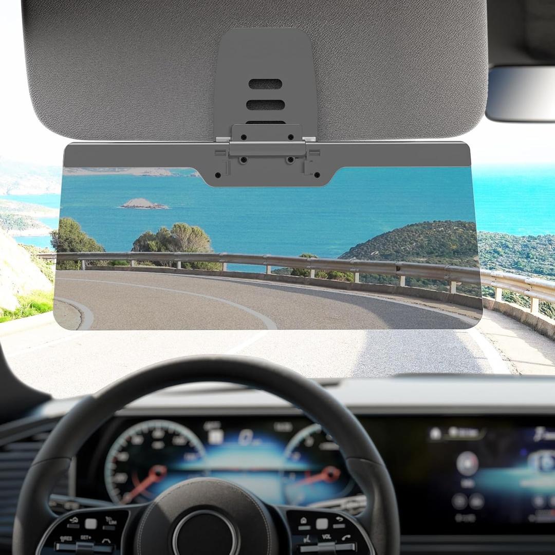 Sun Visor Extender for Car, Enhanced UV400 Anti-Glare, Adjustable Mount with PC Lens, Universal Car Anti-UV Sun Visor Extender Attachment, Anti-Snow Blind, Ensure Safe Driving(Grey)