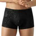 Nolrahiur Mens Lace Underwear Sexy Boxer Briefs Mesh Pants Soft Bikini Breathable Cheeky underpants Bulge Pouch for Men Black XL