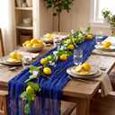 2 Pcs Amalfi Coast Party Decorations Mediterranean Table Decor, 6 ft Lemon Garland and 35x 71 in Blue Cheesecloth Table Runner Capri Lemon Garland Italian Runner Summer Party Home Decor
