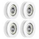 uxcell 4pcs U608ZZ POM Pulley U-Groove Ball Bearing 8 x 30 x 10mm U Groove Roller Wheel (GCr15) Chrome Steel Bearings, White