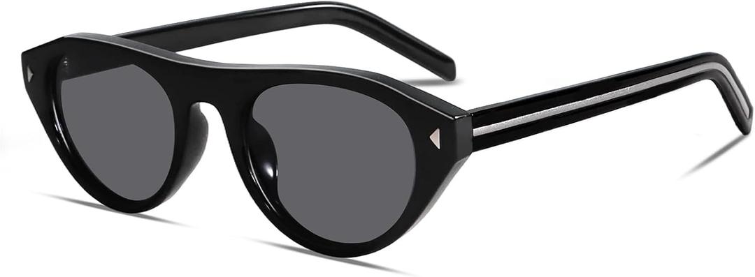 TYA Retro Oval Sunglasses for Women Men Trendy Narrow Shades Vintage Cat Eye UV400 Protection Sunnies
