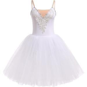 Ballet Leotard for Women Swan Lake Costume Floral Print Professional Ballerina Tulle Tutu Dance Dress (Pink, S)