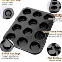 Abeillo 12-Cup Muffin Pan, Set of 2 Stainless Steel Cupcake Pans Metal Muffin Baking Tin Tray for Oven Mini Quiches Tarts, Making Muffins or Cupcakes, Non-toxic & Dishwasher