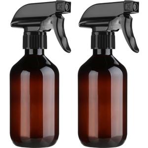 2 Pack Leakproof Spray Bottles 300ml - Adjustable Nozzle (Mist/Jet), Refillable PET Plastic for Hair, Cleaning, Plants, Travel | BPA-Free, No-Spill Design, Salon & Home Essentials (Brown)