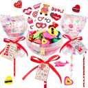 Valentines Day Gifts for Kids - 24 Pack Flashing Giant Lollipop-Shaped Stationery Set with Valentine's Cards Pencils Erasers Stickers Sharpener LED Lights for Classroom Valentines Gift Exchange