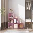 AWTATOS Cube Storage Organizer Protable Closet Organizers and Storage for Kids DIY Stackable 6 Cubes Storage Shelves Clothes Organizer for Bedroom, Home, Pink