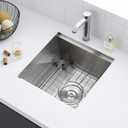 KINGO HOME 15x15 Inch Stainless Steel Small Undermount Bar Sink, Prep Sink Workstation Drop In RV Sinks 16 Gauge Ledge Kitchen Single Bowl Wet Bar with Accessories