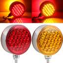 2Pcs 4" Double Face Led Turn Signal Lights 48LED, Round Double Face Led Fender Pedestal Lights Stop Turn Tail Amber/Red Post Mount Dual Trailer Lights 10V-30V for Truck Trailer Towing
