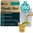 Reli. (550 Count 2 oz Plastic Shot Glasses Disposable | Clear Jello Shot Cups | Mini Plastic Cups for Party, Sauces, Samples | BPA Free, Shatterproof, 1oz Mini Glasses Disposable