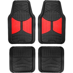 FH Group Full Set Trimmable Rubber Floor Mats, Monster Eyes (Red) - Universal Fit for Cars Trucks and SUVs