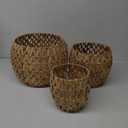 Storage Baskets Natural Weave Handwoven Round Paper Rope Hyacinth basket Stackable writing desk Organizer for Home, Eco-Friendly Woven Decor Set of 3
