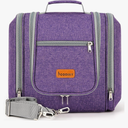 Extra Large Toiletry Bag for Women and Men, 6 Organizer Compartments, Holds Full Size Shampoo, with Hanging Hook Cosmetic Bag, Travel Makeup Bag, Bathroom Water-resistant Toiletries Bag, Purple