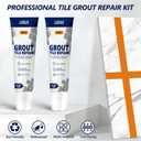 2 x Tile Grout Repair Kit, 4 Pack Fast Drying Grout Filler for Shower, Bathroom & Kitchen, Waterproof Tile Grout Paint, Grout Sealer Restores and Renews Tile Gaps, Joints, Lines (White, 4.8oz / 136g Each)