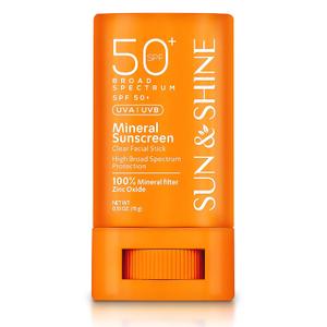 Sun & Shine clear Mineral zinc oxide STICK sunscreen SPF 50+ Sunscreen Face Stick | Vegan, Reef safe |sensitive skin Broad Spectrum Natural Sunscreen Fragrance free, Dermatologically tested