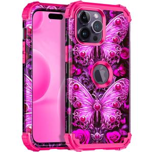 Miqala for iPhone 14 Pro Max Case,Glow in The Dark Three Layer Heavy Duty Shockproof Full Body Protection Hard Plastic Bumper+Soft Silicone Case for Apple iPhone 14 Pro Max 6.7 inch,All