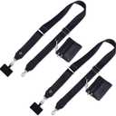 2 Pack Clip and Go Strap for Phone with Wallet Crossbody - Phone Strap Crossbody with Zippered Pouch, Multifuctional Adjustable Cell Phone Lanyard for Going out (Black + Black)