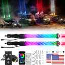 KEMIMOTO 2-in-1 2pc 2ft whipless Fat Whip Lights, Alien Lights with Integrated Rocker Switch, Remote & APP Control, 360° Spiral Multi-Color Alien Scratch-Resistant LED Whip Lights for SXS UTV