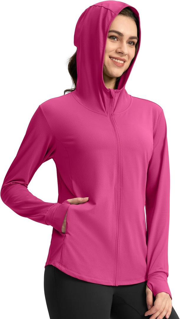 G Gradual Women's UPF 50+ Sun Protection Hoodie Jacket with Ponytail Hole and 4 Pockets Lightweight Long Sleeve for Hiking