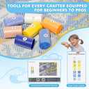 EsLuker.ly Latch Hook Rug Kit DIY Crochet Carpet for Beginners, Sea Wave Patterns Pre-Printed Canvas Yarn Rug Hooking Kits, Creative Craft Home Decor Ideal for Learning Rug Making