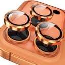 YWXTW Camera Lens Protector for iPhone 17 Pro/iPhone 17 Pro Max, [1 Step Installation Tray] Tempered Glass Screen Protector Metal Individual Camera Cover Accessories Case Friendly (Cosmic Orange)