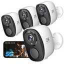 Rraycom 4PC 2.4G/5GHz Security Cameras Wireless Outdoor,2K Battery Home Security Camera with AI Detection, Siren, WiFi Home Indoor Camera, Color Night Vision,2-Way Talk, IP65, Cloud/SD, Works w/Alexa