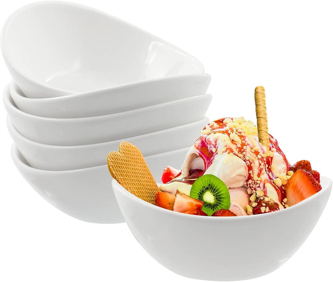 6 Ounce 6 Pack Ceramic Dip Bowls for Ice Cream, Small Side Dishes Sauce Dish Ceramic Dessert Bowls Set - Good for Tomato Sauce, Soy, BBQ and Other Party Dinner(White)