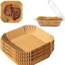 100Pcs Air Fryer Liners Disposable, 9 inch Square Parchment Paper Liner for Air Fryer, Baking, Roasting and Microwave, Non-Stick Airfyer Liners Accessories