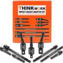 THINKWORK Impact Socket Adapter Set, 1/4" 3/8" 1/2" Drill Socket Adapter Set, 1/4" Hex Shank for Cordless Impact Driver Power Drill 8 Piece