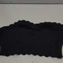 Women's Scallop Trim Strapless Bandeau Bra Non Slip Padded Wireless Bralettes with Clear Straps, M