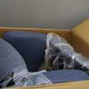 COLAMY Upholstered Dining Chairs Set of 4, Modern PU Leather Dining Room Kitchen Side Chair with Padded Seat and Wood Legs Restaurant/Cafe, Blue