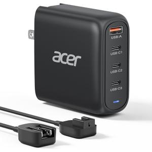 Acer 100W USB C Charger Block, 4-Port Fast GaN  Desktop Charger with Power Extension Cable, Compatible with MacBook Pro/Air, iPhone 16 Series, Galaxy S24, iPad Pro, Acer Laptop, Nitro 5, etc