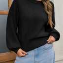 Saodimallsu Womens Batwing Long Sleeve Sweaters Casual Crewneck Loose Chunky Knit Fall Pullover Tops (L)