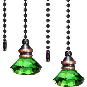 JOVITEC 2 Pieces Light Pull Chain Extension Ceiling Fan Pull Chain Ornaments Decorative 1 Meter Long Each(Green Color)