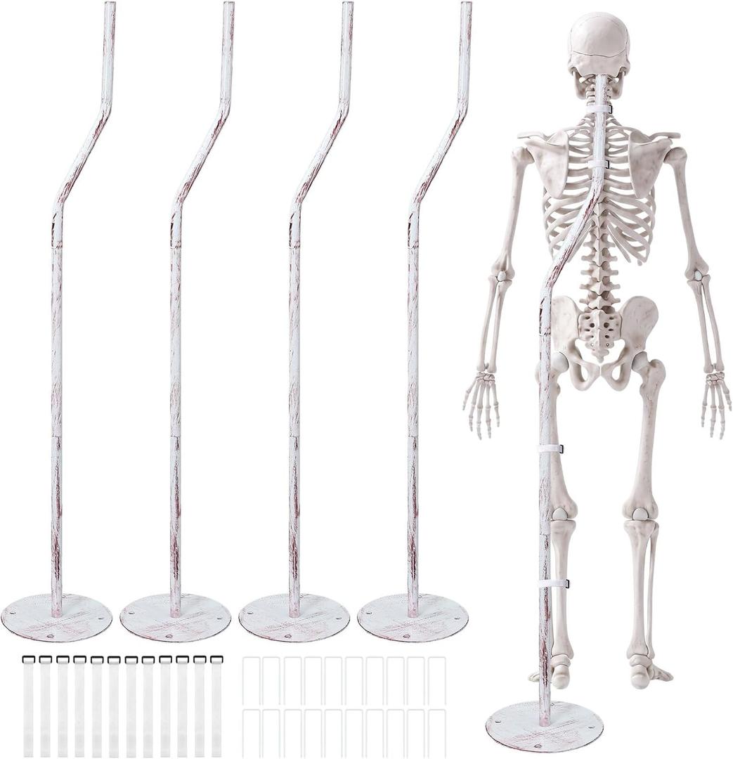 Briwooody 4 Sets White Large Halloween Skeleton Stand, Halloween