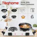 2000W Hot Plate,Portable Electric Stove Countertop Double Coil Burners W/5 Level Temperature Control & Stay Cool Handles, Easy to Clean, Lightweight Cast Iron Electric Stove for RV/Home/Camp 110V
