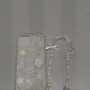 Fycyko Compatible for iPhone 15 3D Butterfly Floral Clear with Design Aesthetic Women Teen Girls Glitter Pretty Crystal Sparkle Sparkly Cute Girly Phone Cases Protective Cover+Pearl Chain-Clear